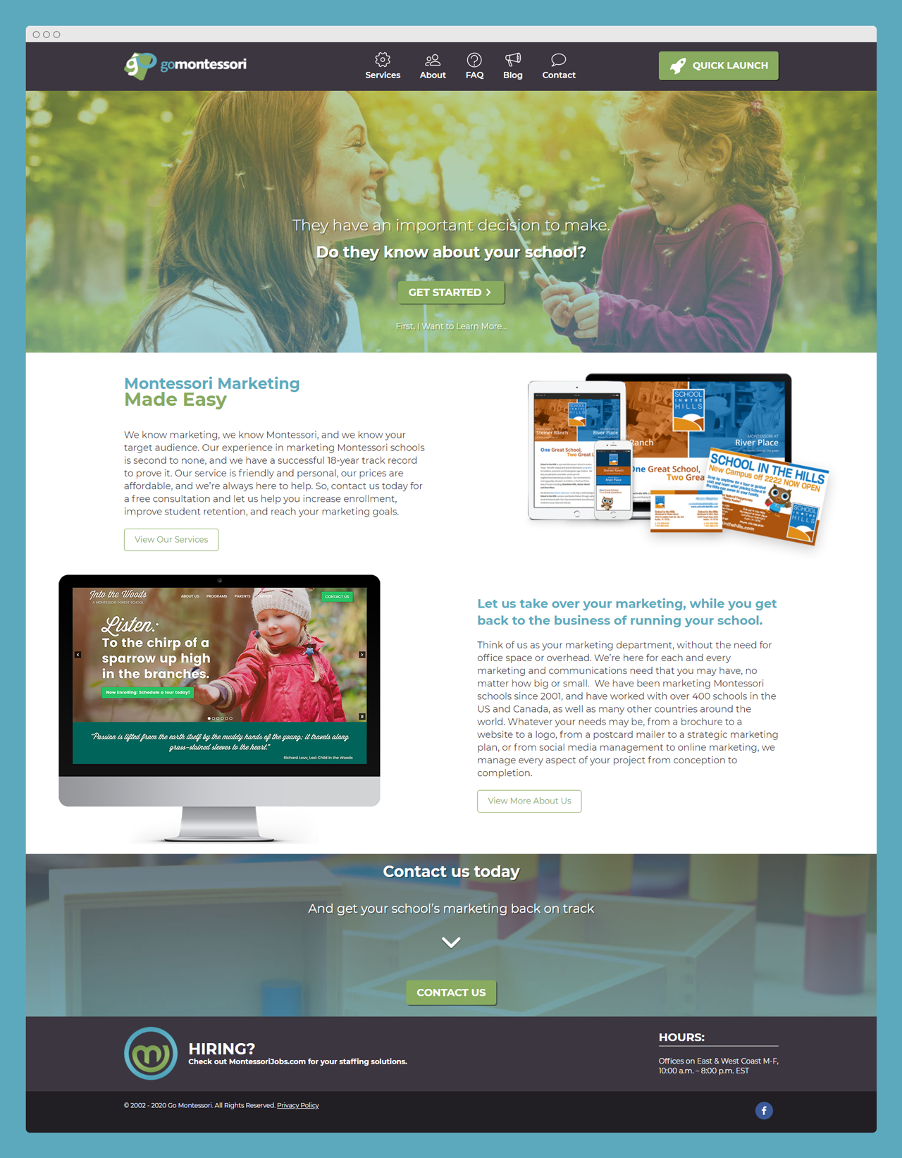 Go Montessori website design
